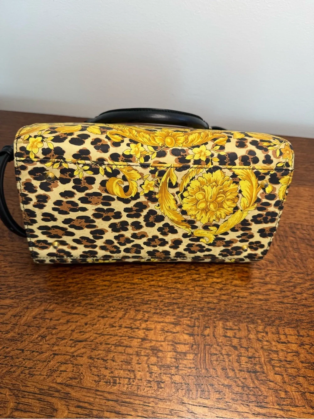 Versace Vintage Leopard Baroque Sunburst 2-Way Bag w/Dust Bag and COA